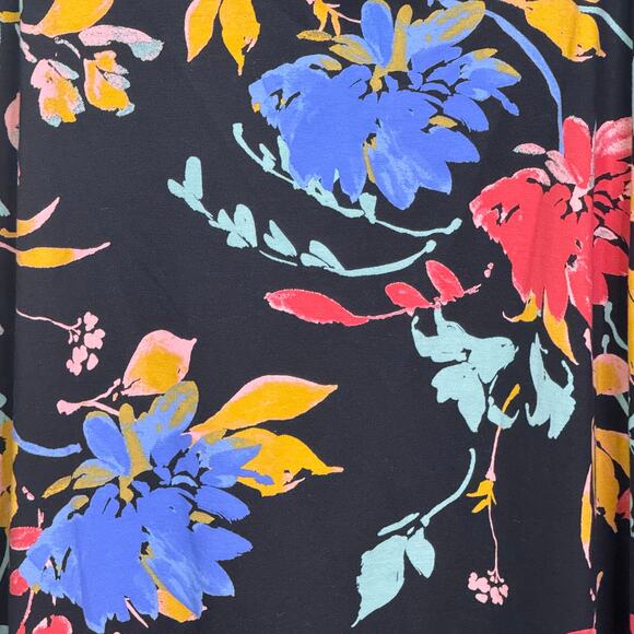 Pact Size Medium Organic Cotton Black Floral Print Tie Back Fit & Flare Dress - Picture 7 of 9